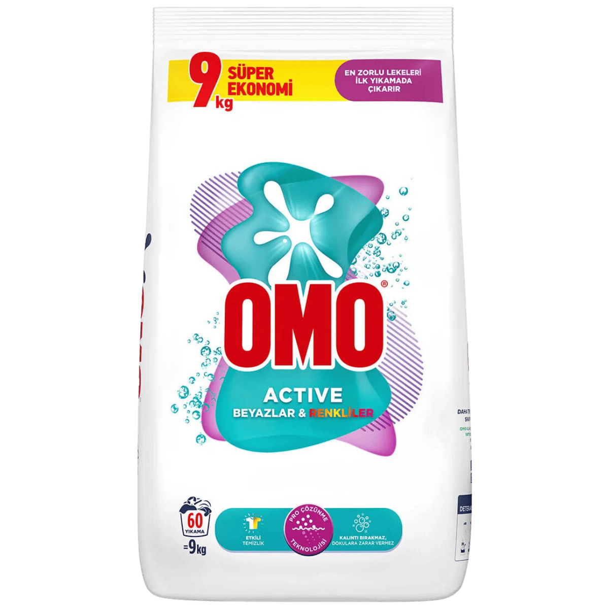 OMO ÇAMAŞIR DETERJANI ACTİVE RENKLİ VE BEYAZ 9KG