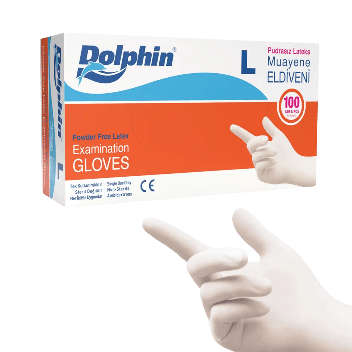 DOLPHİN LATEX MUAYENE ELDİVENİ PUDRASIZ (L)