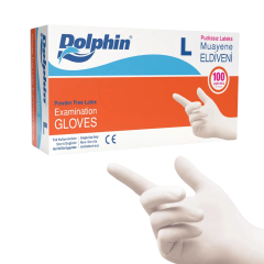 DOLPHİN LATEX MUAYENE ELDİVENİ PUDRASIZ (L)
